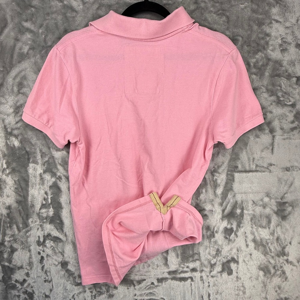 Hollister Mens Pink Short Sleeve Pique Polo Shirt  Medium M Unisex 100% Cotton - Picture 2 of 9